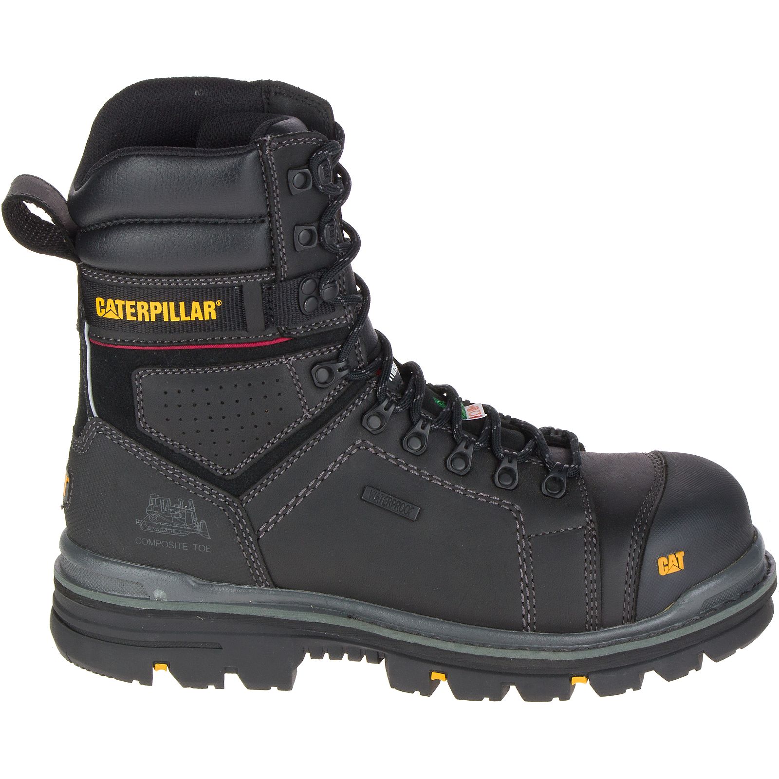 Men's Caterpillar Hauler 8" Waterproof Composite Toe Csa Work Boots Black Ireland OZLX81753